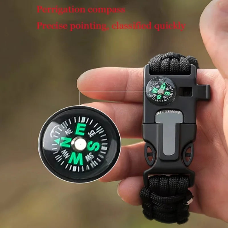 3‑in‑1 Paracord Survival Bracelet with Compass Whistle Multi‑Function Outdoor Emergency Bracelet for Men Women