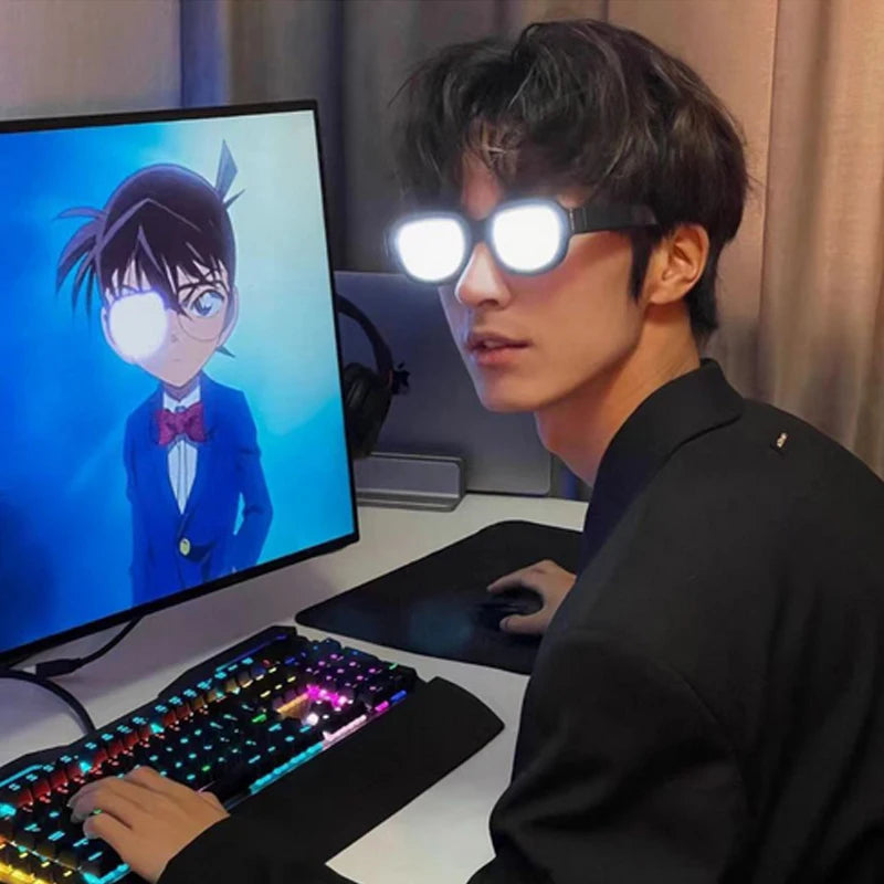Japanese Anime Conan Same LED Glasses Light Up Glasses Glowing Glasses Bowtie Men Women Halloween Cosplay Costume