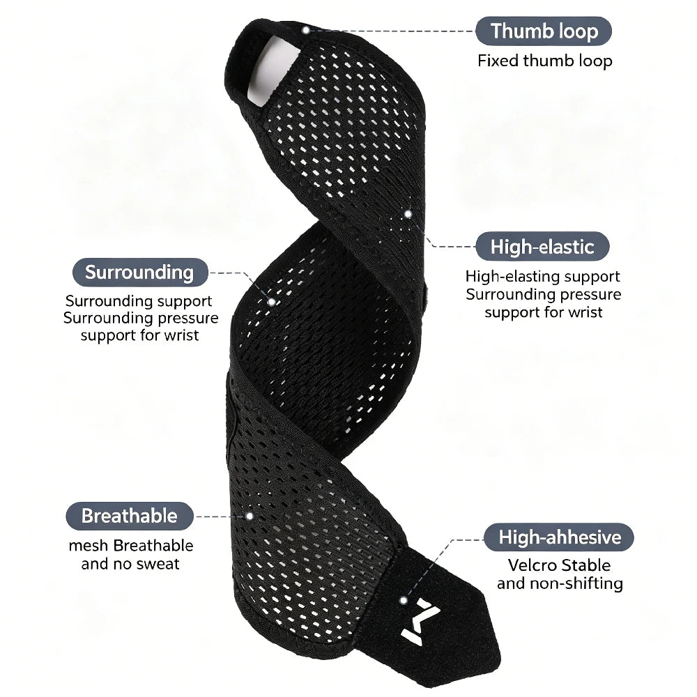 1PCS Adjustable Compression Mesh Wrist Support Brace, Breathable Ventilated Wrist Wraps Reversible for Both Wrists