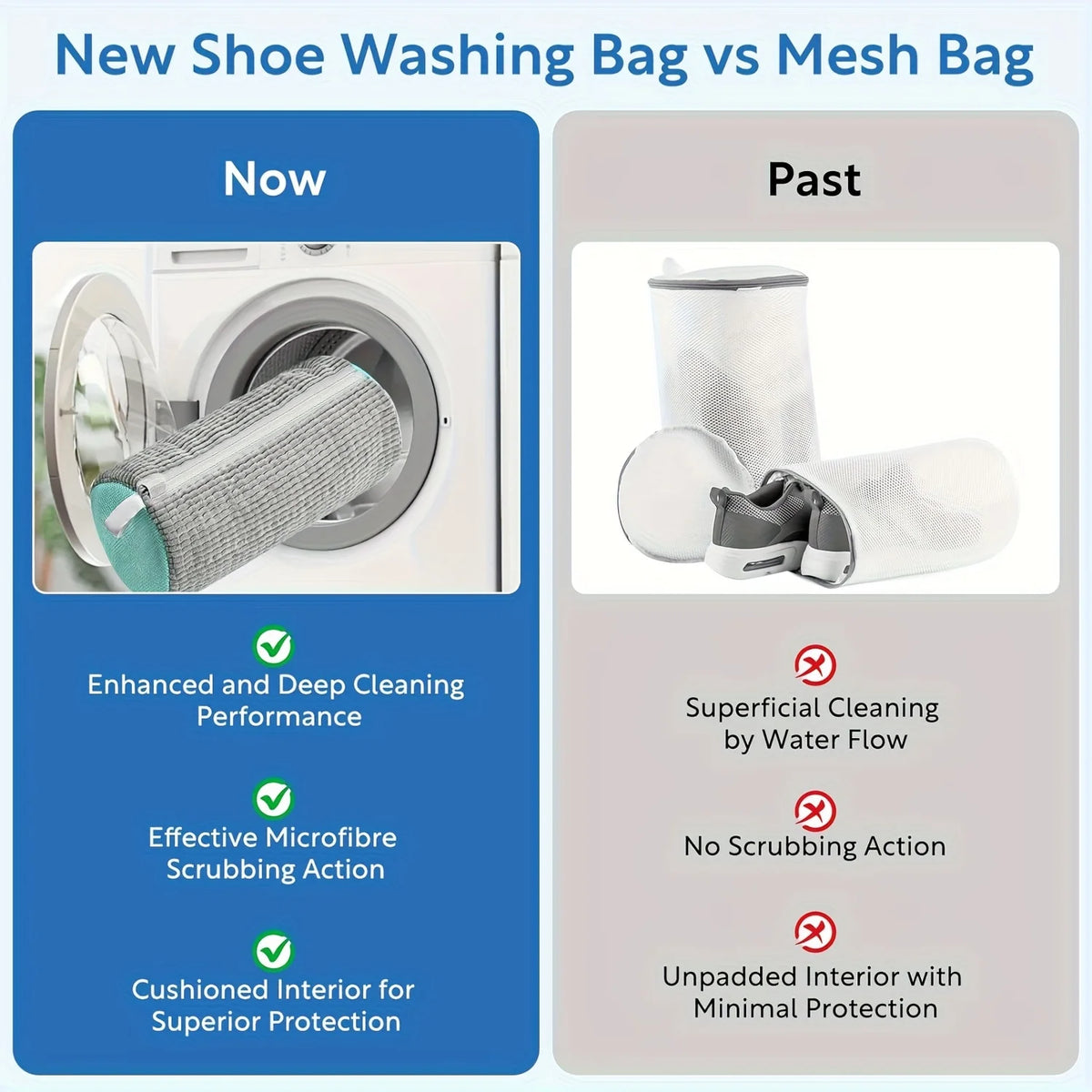 2pcs Shoe Washing Machine Bags Shoe Laundry Bag for Washer and Dryer 360-Degree Deep Cleaning Reusable Shoe Cleaning Bags