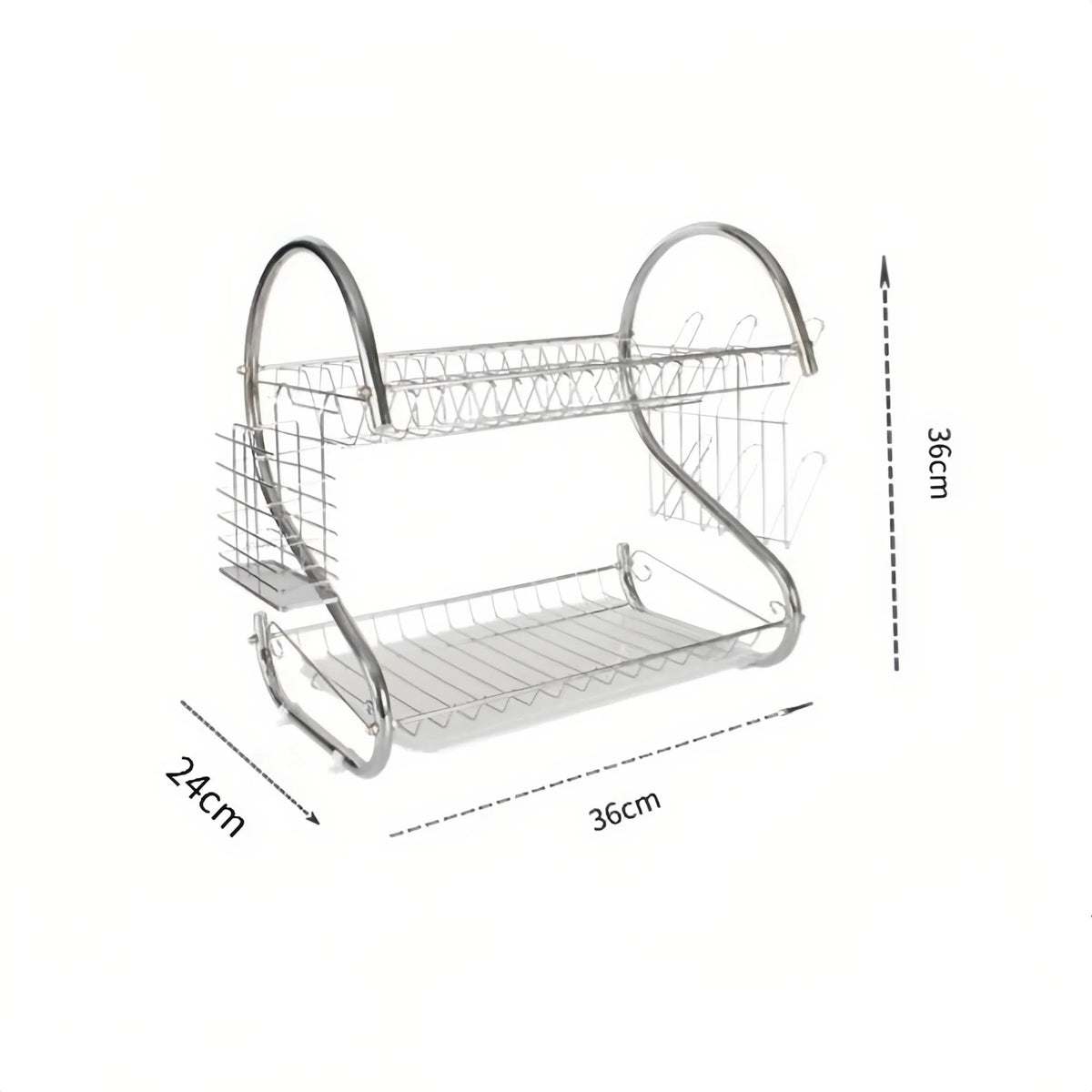 High Quality Stainless Steel Dish Drying Rack S Shape Metal Dish Drainer Space Saving 2 Tier Kitchen Organizer Kitchen