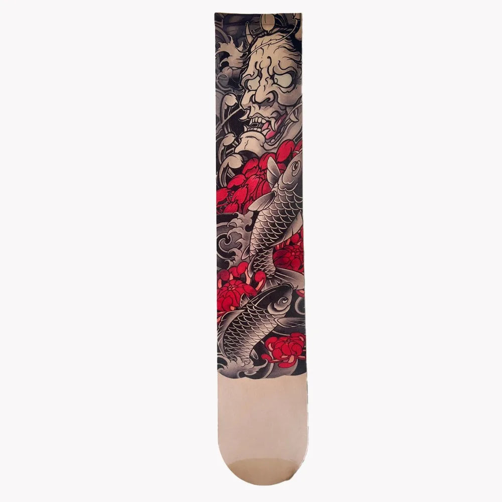 New Simulated Tattoo Single-leg Socks Sexy Perspective Tattooed Stockings Personality Mesh Single-tube Socks Unisex
