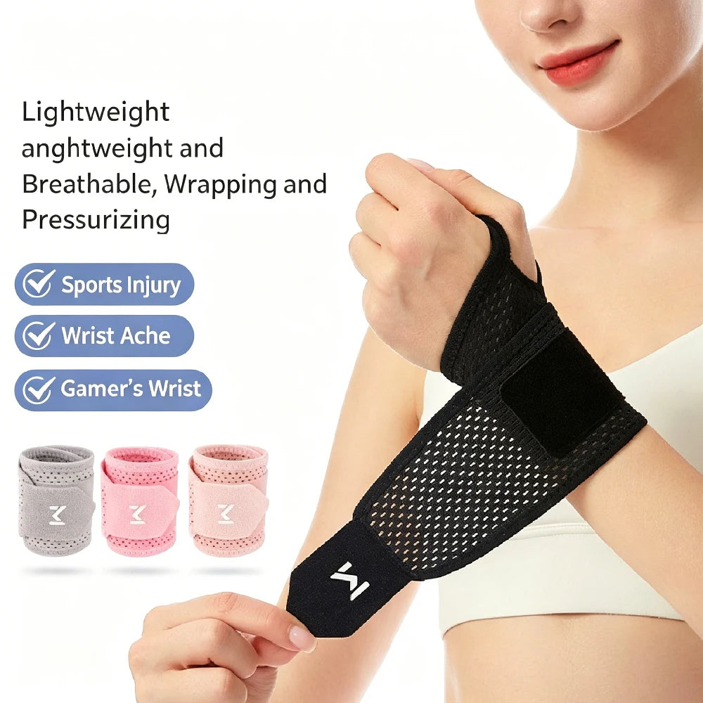 1PCS Adjustable Compression Mesh Wrist Support Brace, Breathable Ventilated Wrist Wraps Reversible for Both Wrists
