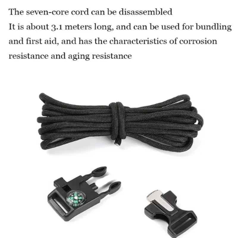 3‑in‑1 Paracord Survival Bracelet with Compass Whistle Multi‑Function Outdoor Emergency Bracelet for Men Women