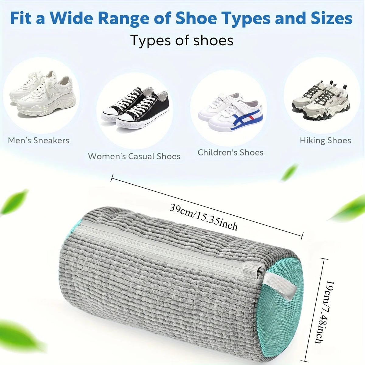 2pcs Shoe Washing Machine Bags Shoe Laundry Bag for Washer and Dryer 360-Degree Deep Cleaning Reusable Shoe Cleaning Bags
