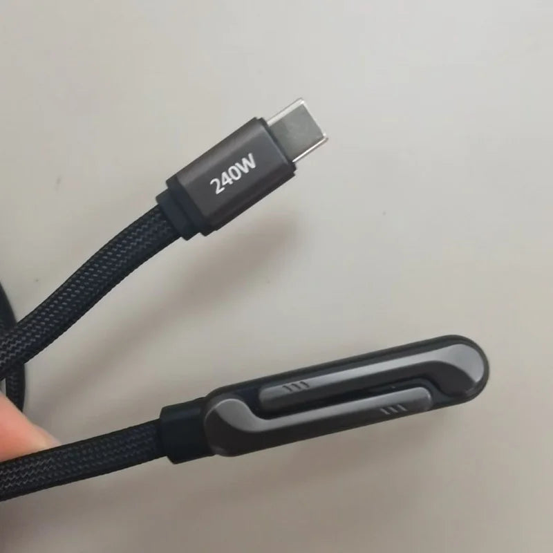 240W 90° Elbow Phone Holder Data Cable Foldable Type C To Type C Fast Charging Cable Data Wire For iPhone 17 Pro Xiaomi Samsung