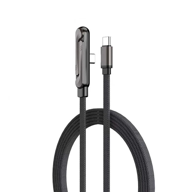 240W 90° Elbow Phone Holder Data Cable Foldable Type C To Type C Fast Charging Cable Data Wire For iPhone 17 Pro Xiaomi Samsung