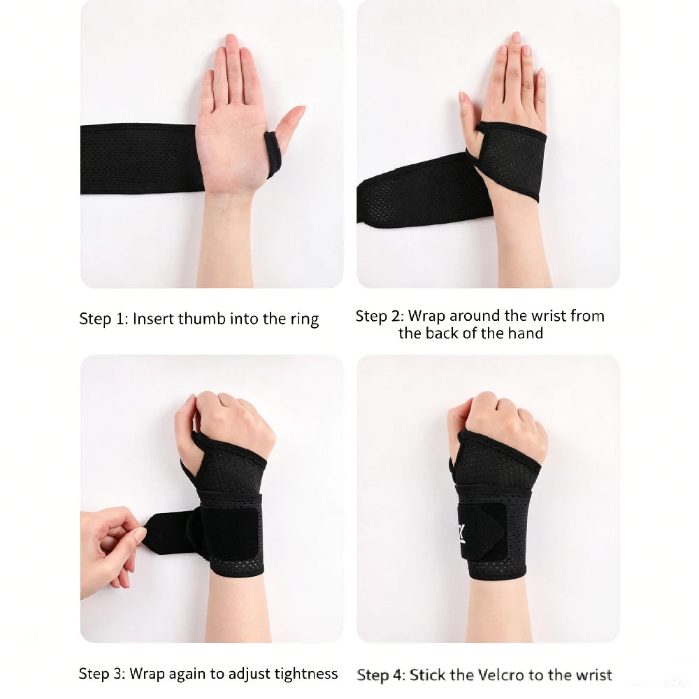 1PCS Adjustable Compression Mesh Wrist Support Brace, Breathable Ventilated Wrist Wraps Reversible for Both Wrists