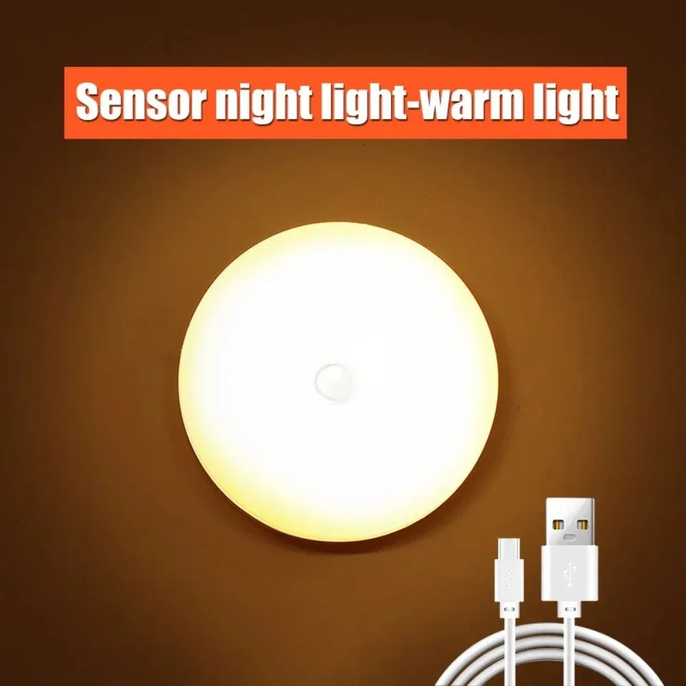 1/2/3pcsLED Motion Sensor Lamps, 8-LED USB Rechargeable Circular Night Illumination with Dual Color Options, Portable with Magne