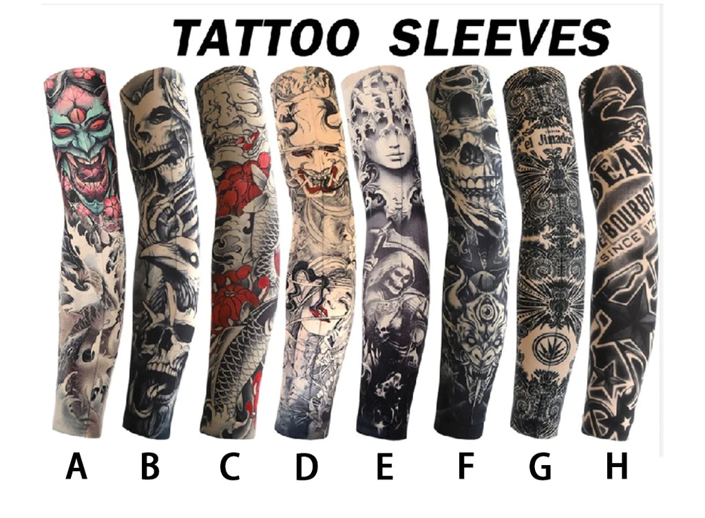 Men Long Summer Tattoo Sleeves Seamless Armguard Sun Protection Cover Outdoor Gloves Driving Ice Silk Women Arm Sleeves
